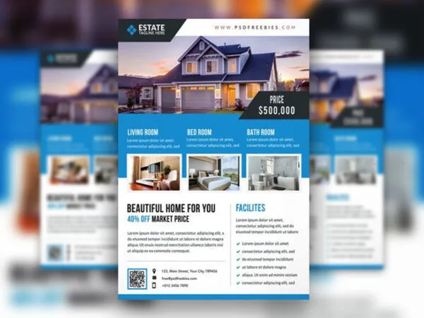 Professional Geometric Real Estate Flyer Template 1