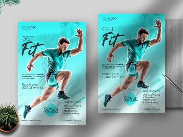 Professional Gym and Body Fitness Flyer Template 1