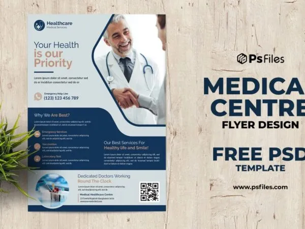 Professional Infographic Abstract Hospital Health Care Flyer Template 1