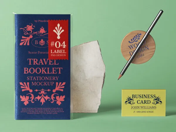 Professional Travel Booklet with Business Card Mockup 1
