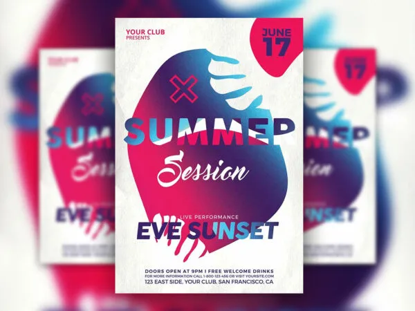 Punk Abstract Summer Party Flyer Template 1