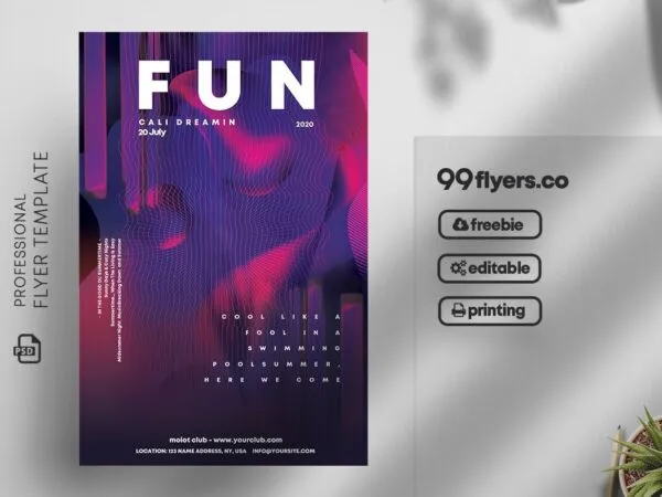 Purple 3D Futuristic Concert Flyer Template 1