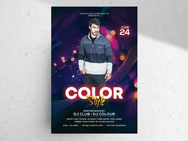 Purple Abstract DJ Event Flyer Template 1