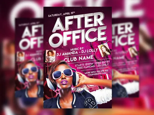 Purple After Work Party Flyer and Facebook Cover Template 1