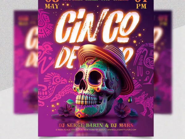 Purple Cinco De Mayo Flyer Template 1