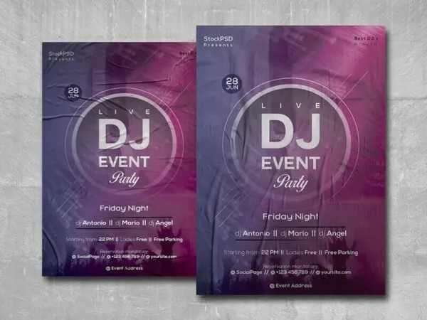 Purple Circle DJ Party Flyer Template 1