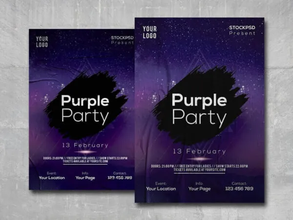 Purple Club Party Flyer Template 1