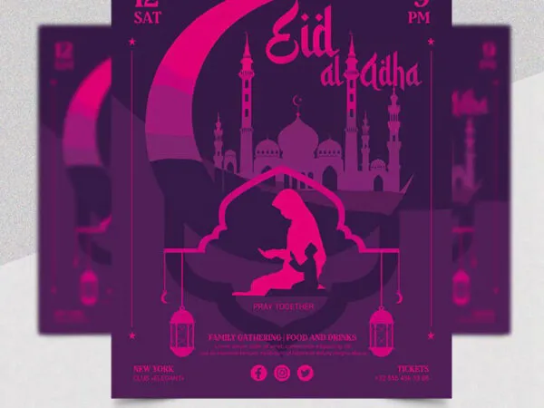 Purple Eid Al Adha Flyer Template 1