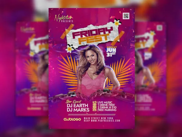Purple Friday Nightclub Music Event Flyer Template 1