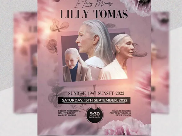 Purple Funeral Invitation Flyer Template 1