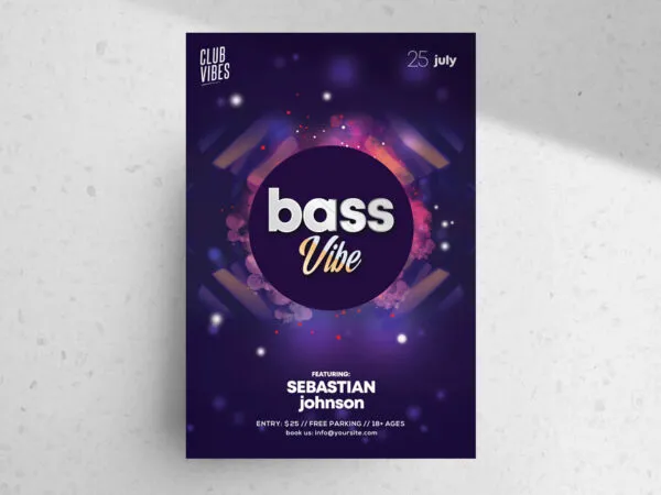 Purple Futuristic Night Party Flyer Template 1
