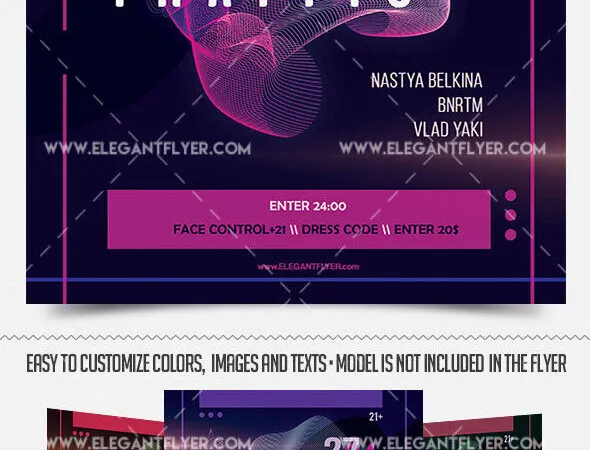 Purple Futuristic Traffic Light Party Flyer Along with Facebook Cover Templates 1