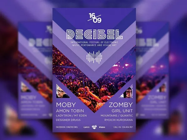 Purple Geometric Night Party Flyer Template 1