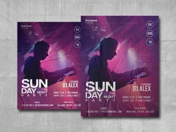 Purple Geometric Nightclub Poster Template 1