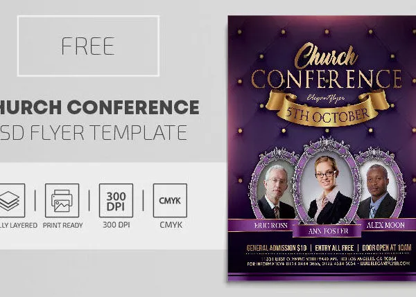 Purple Golden Luxurious Church Flyer Template 1
