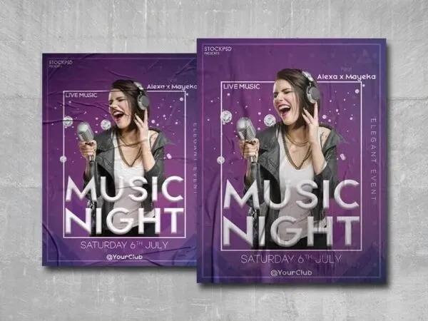 Purple Karaoke Music Night Party Poster Template 1