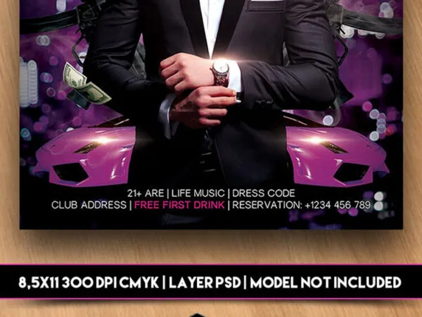 Purple Luxury Night Party Flyer Template 1