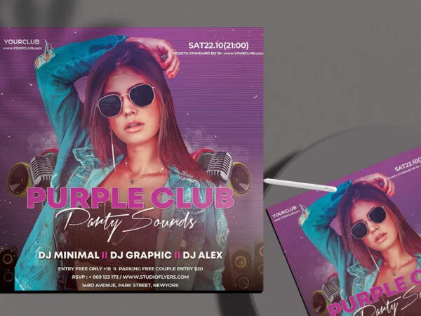 Purple Modern Ladies Night Instagram Banner Template 1