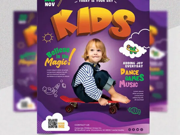 Purple Playful Kids Flyer Template 1