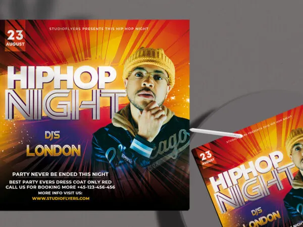 Purple Red Yellow Modern Hip Hop Party Flyer Instagram Template 1