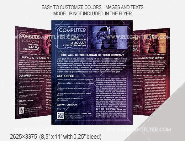 Purple Thematic Modern Computer Technology Business Flyer and Facebook Cover Templates 1