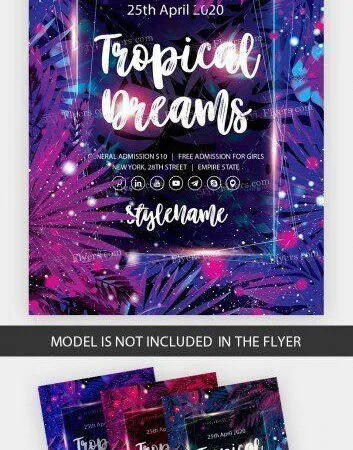 Purple Tropical Club Event Flyer Template 1