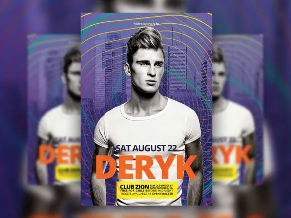 Purple Urban Night Party Flyer Template 1