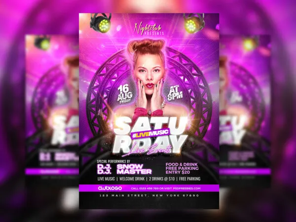 Purple Weekend DJ Club Party Event Flyer Template 1