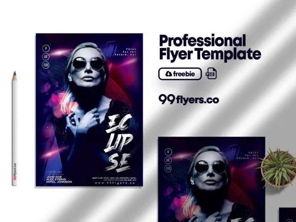 Purple and Futuristic Night Party Flyer Template 1