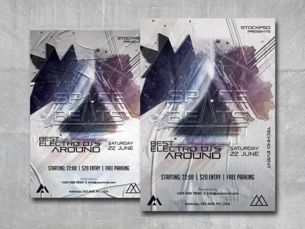 Purple and Gray Futuristic Nightclub Event Flyer Template 1