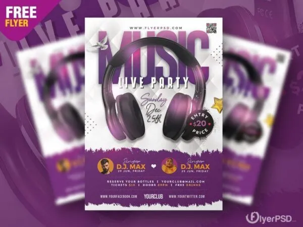 Purple and White Event Flyer Template 1