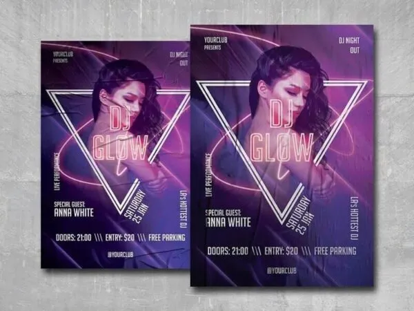 Purplish Neon Nightclub Flyer Template 1