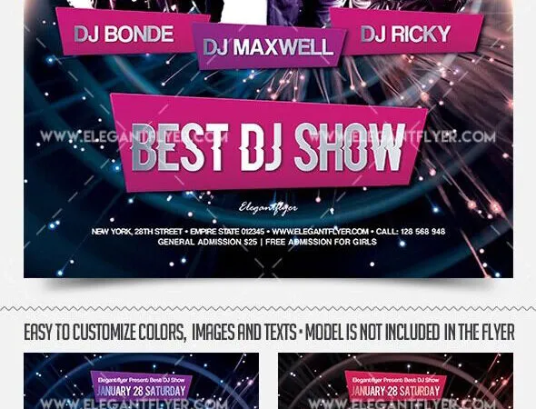 Radiant Futuristic DJ Night Flyer and Facebook Cover Template 1