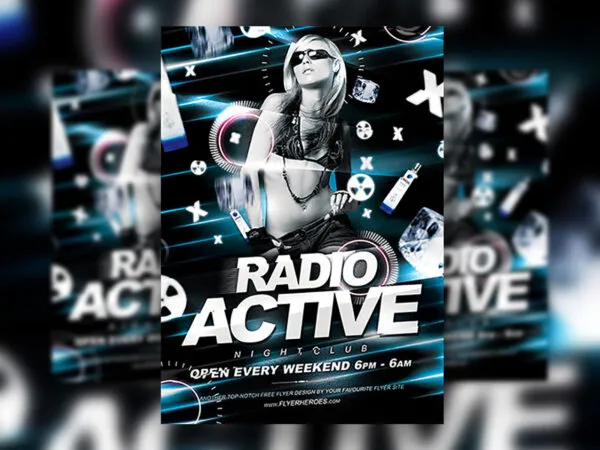 Radio Active Night Club Neon Flyer Template 1