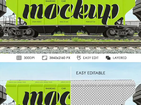 Railroad Car Mockup in Side View 1