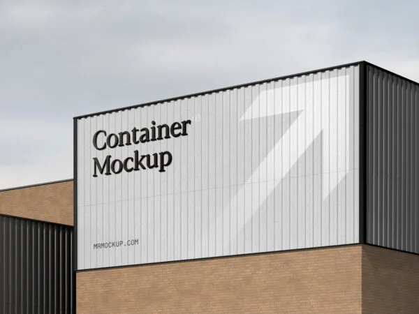 Realistic Big Metal Container Sign Mockup 1