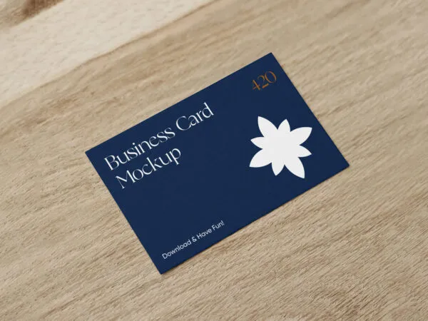 Realistic Business Card on a Wooden Surface Mockup 1