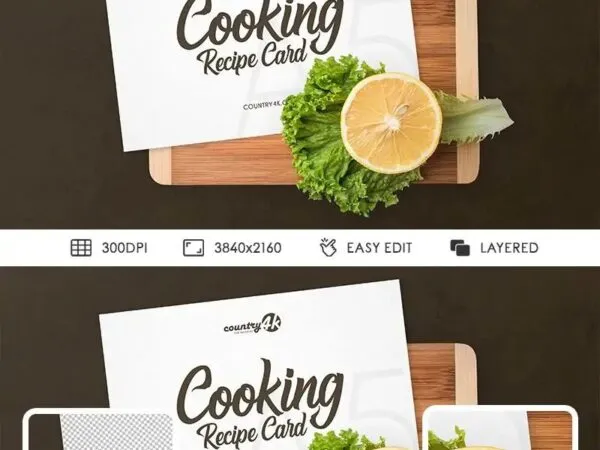 Realistic Cooking Recipe Card Mockup from a Top View 1