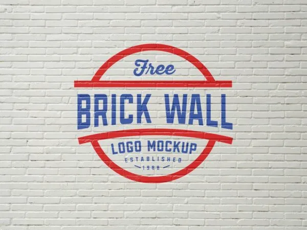 Realistic Front View of Brick Wall Logo Mockup 1