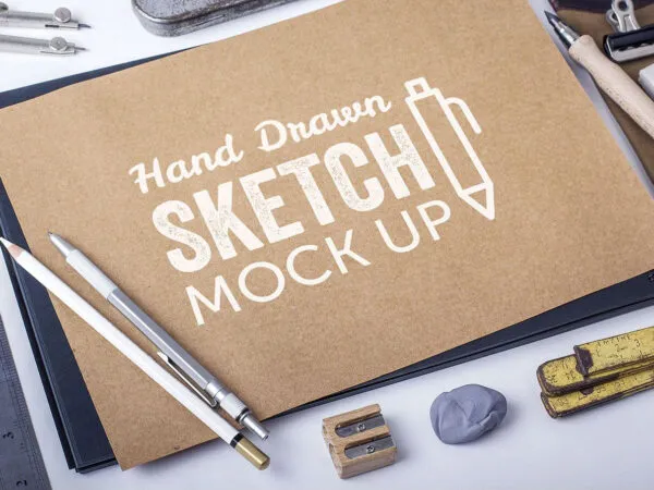 Realistic Hand Drawn Sketch Mockup in Stationary Spot 1