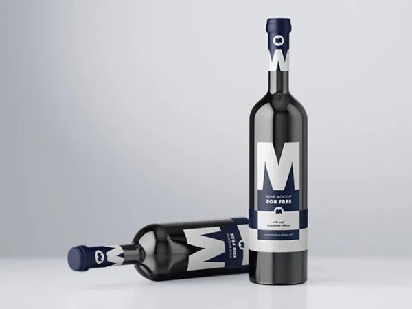 Realistic Mockup of Two Wine Bottles 1