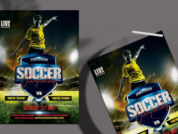Realistic Modern Soccer Football Event Flyer Template 1