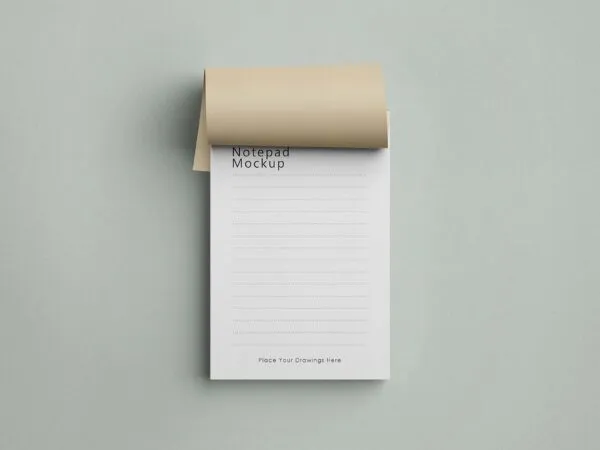 Realistic Notepad Mockup in Facing Vision 1