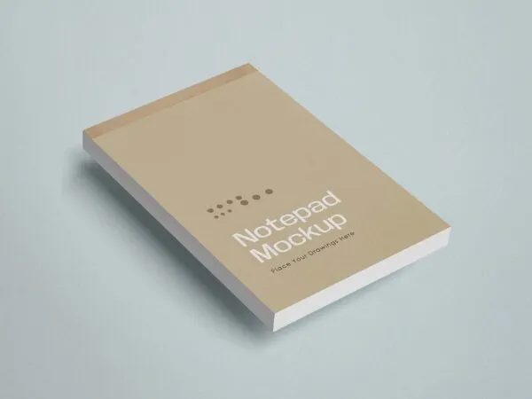 Realistic Notepad Mockup in Perspective View 1