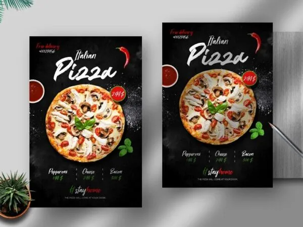 Realistic Pizza Delivery Flyer Template 1