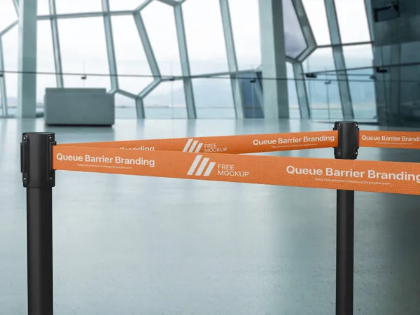 Realistic Queue Barrier Branding Mockup 1