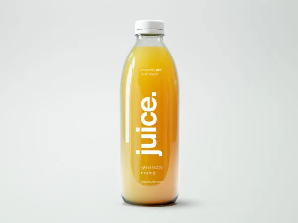 Realistic Small Glass Bottle Juice Mockup 1