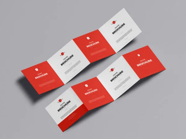 Realistic Square Four fold Brochure Mockup 1