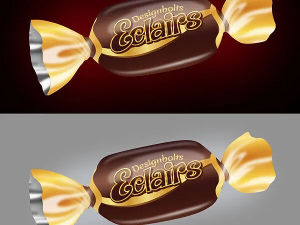 Realistic Sweet Toffee Candy Wrapper Mockup 1