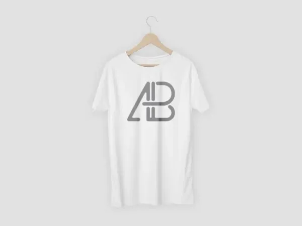 Realistic T Shirt on a Wooden Hanger Mockup 1
